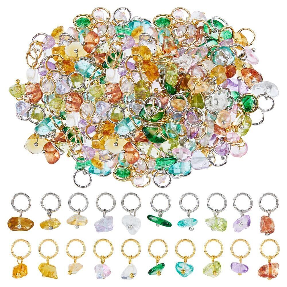3548 100Pcs 20Style Natural Mixed Pendants Nuggets Glass Charms Crystal